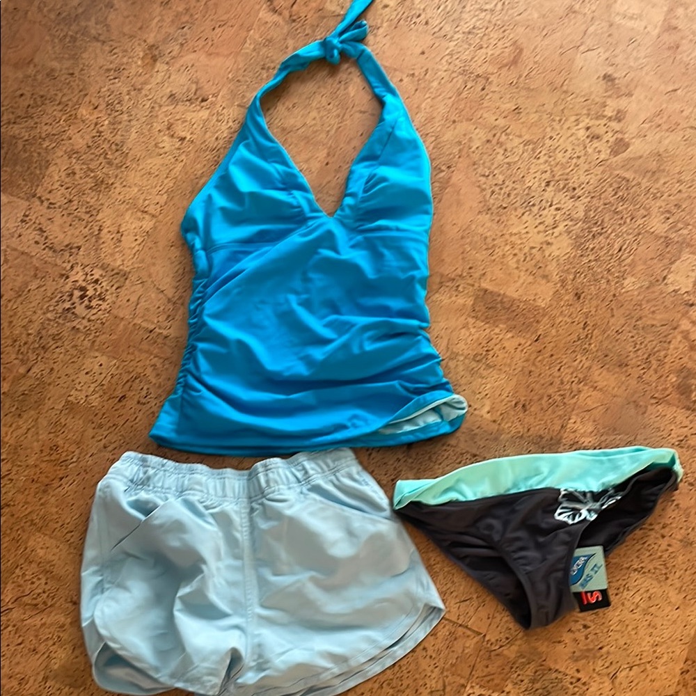 Blue Halter Neck Swimsuit Set